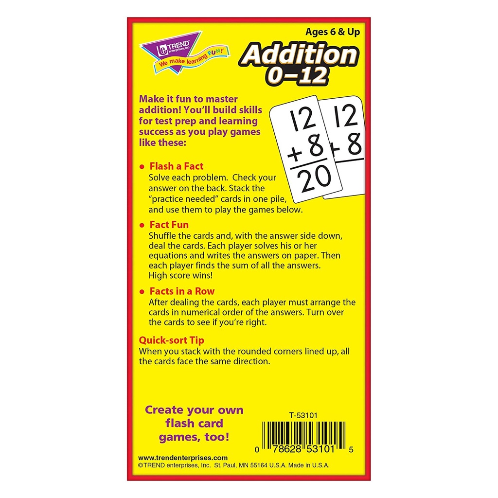 Addition 012 Skill Drill Flash Cards Teacher Direct